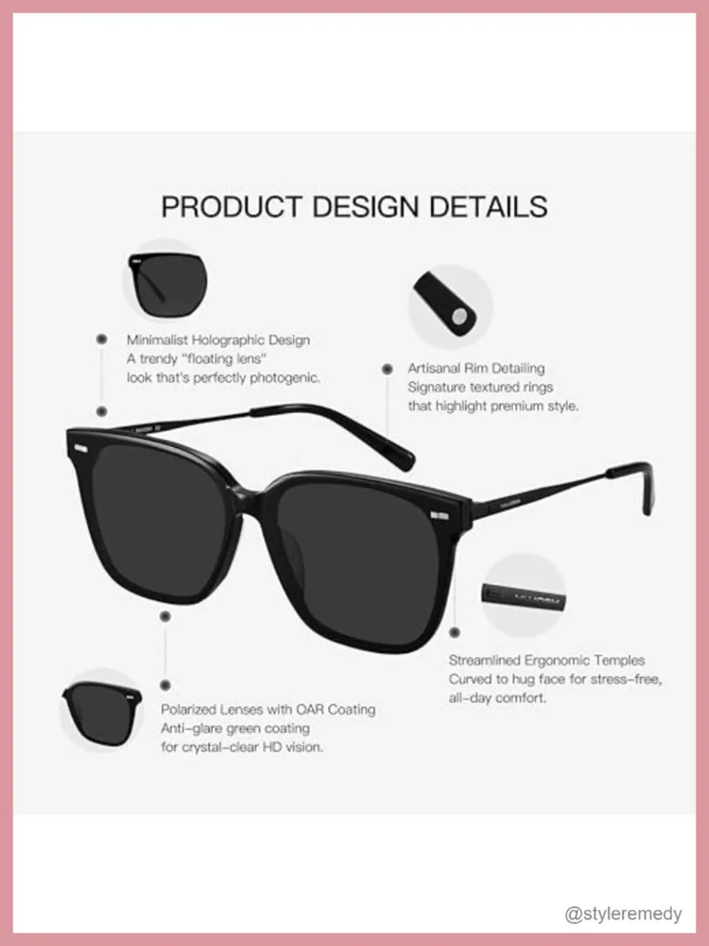 Square Polarized Oversized Sunglasses Women UV400 Acetate Frame